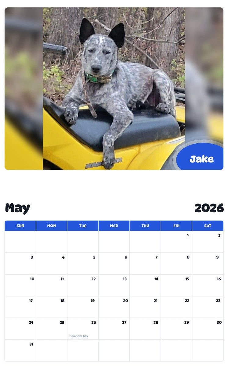 2026 - 2027 Jake - Pawidols Pet Calendar