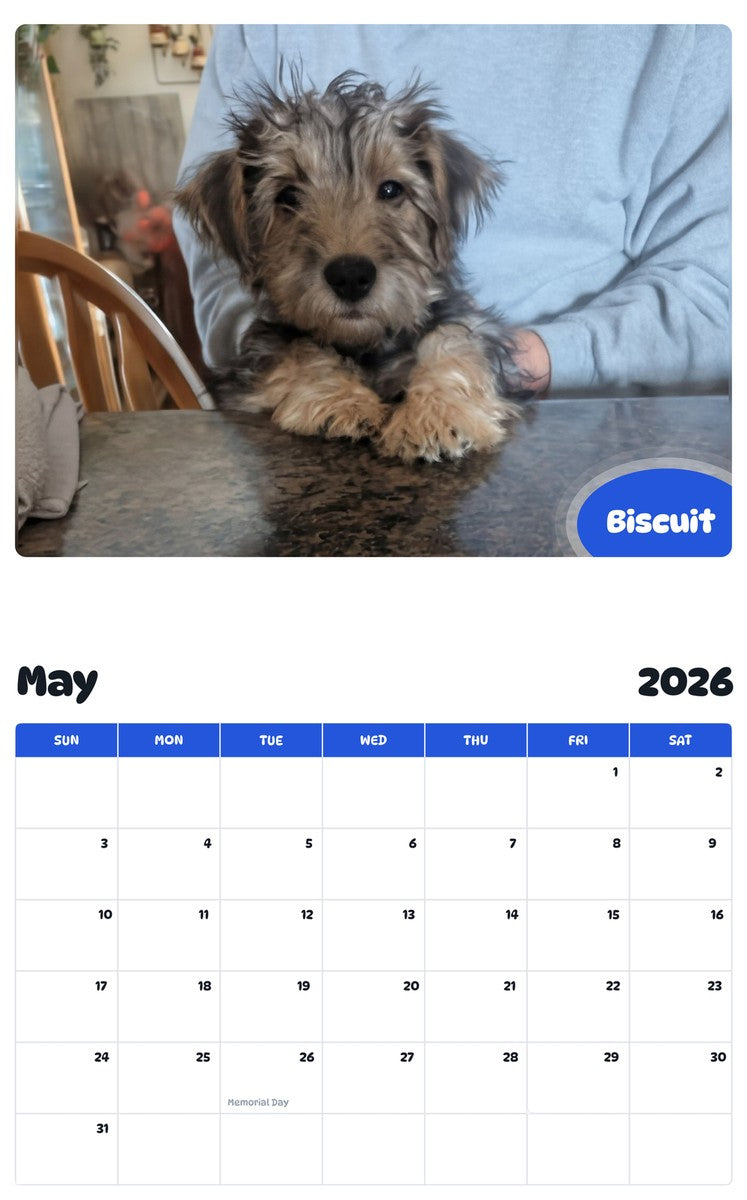 2026 - 2027 Biscuit - Pawidols Pet Calendar