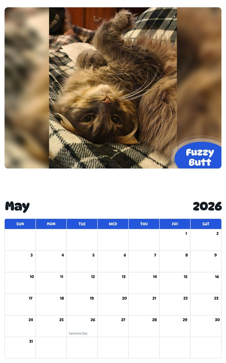 2026 - 2027 Fuzzy Butt - Pawidols Pet Calendar