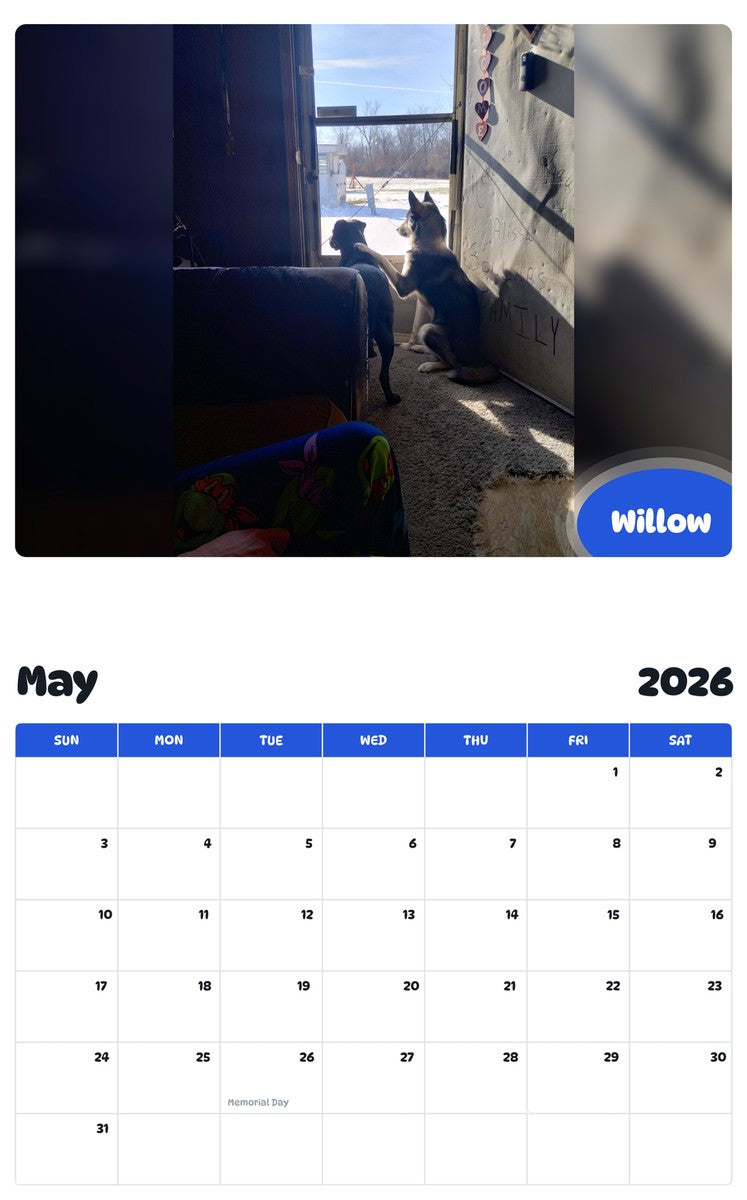 2026 - 2027 Willow - Pawidols Pet Calendar