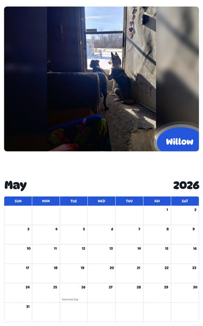 2026 - 2027 Willow - Pawidols Pet Calendar