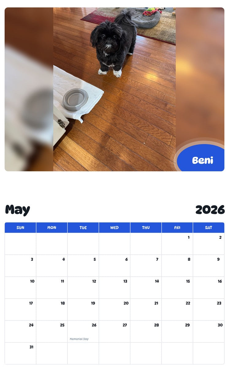 2026 - 2027 Beni - Pawidols Pet Calendar