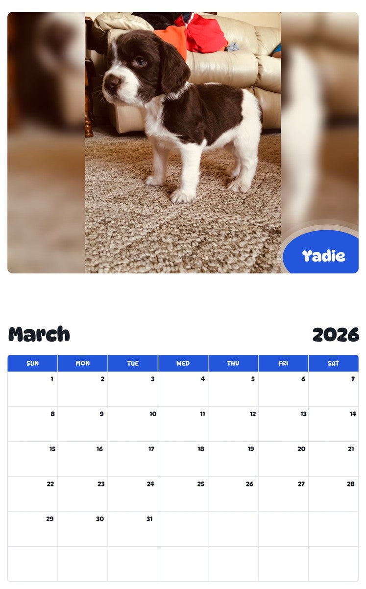 November 2025 - October 2026 Yadie - Pawidols Pet Calendar