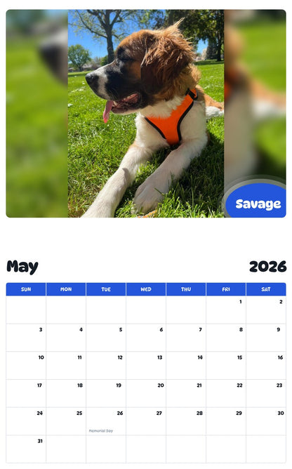 2026 - 2027 Savage - Pawidols Pet Calendar