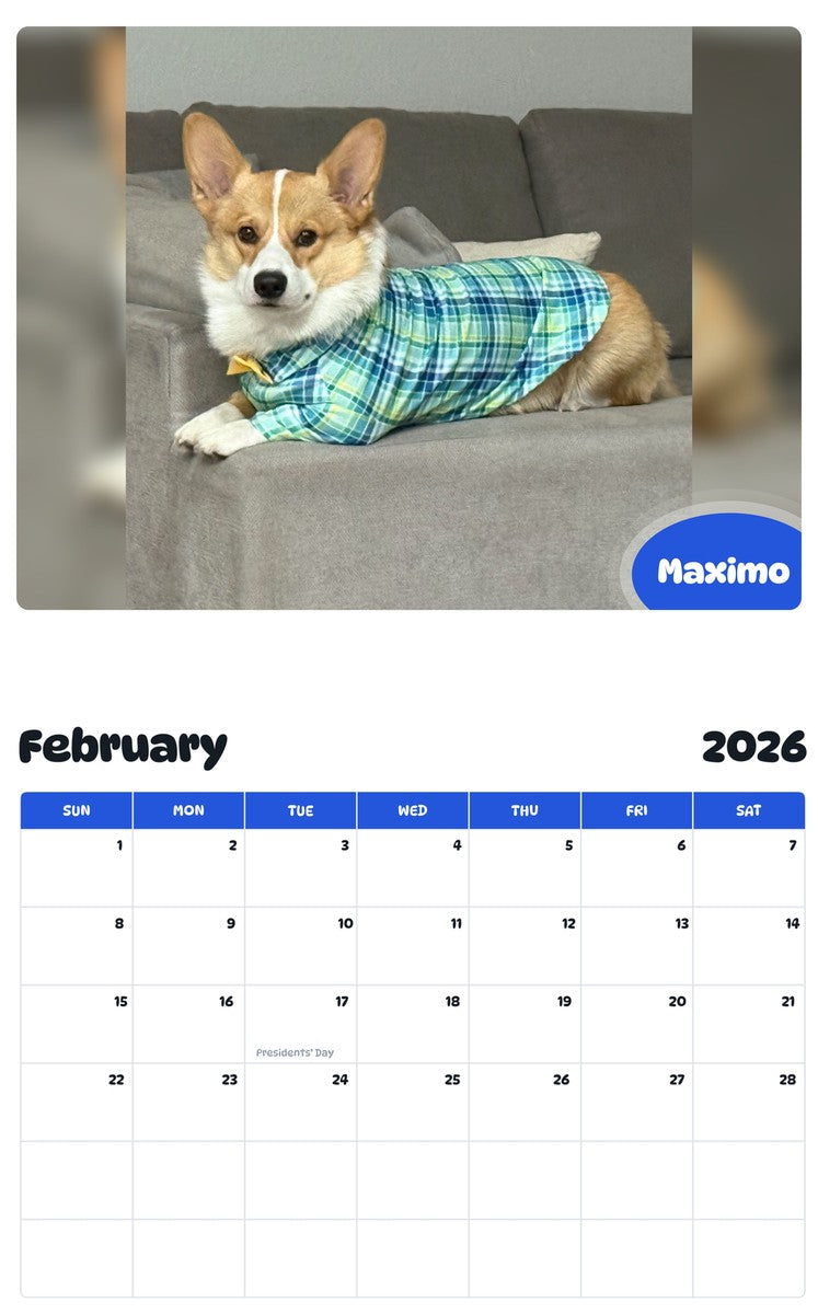 October 2025 - September 2026 Maximo - Pawidols Pet Calendar