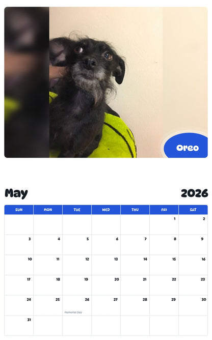 2026 - 2027 Oreo - Pawidols Pet Calendar