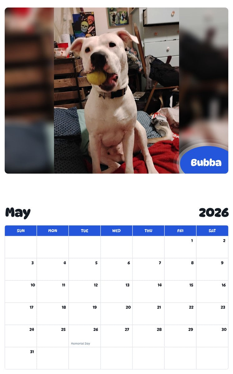 2026 - 2027 Bubba - Pawidols Pet Calendar