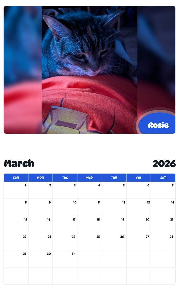 November 2025 - October 2026 Rosie - Pawidols Pet Calendar