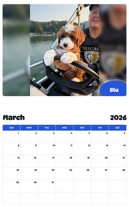 November 2025 - October 2026 Blu - Pawidols Pet Calendar