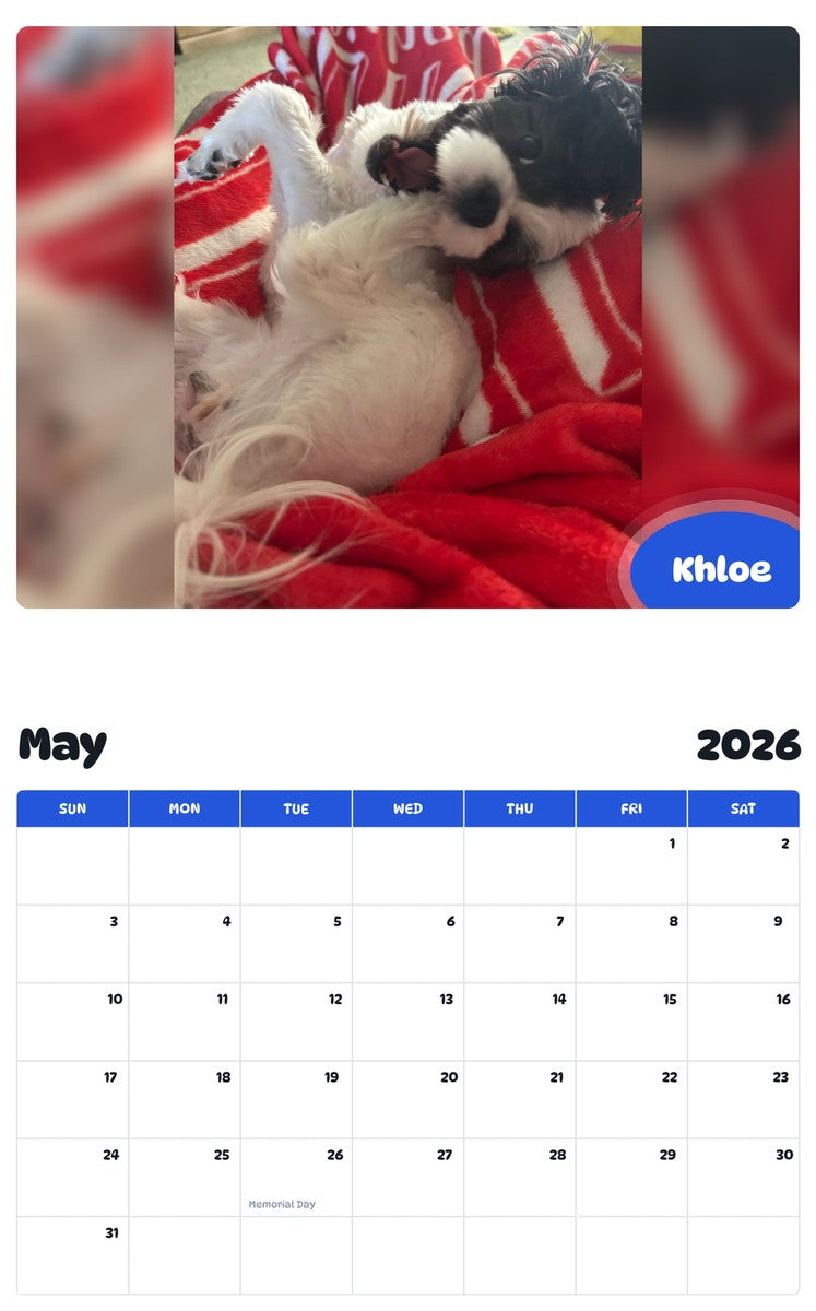 2026 - 2027 Khloe - Pawidols Pet Calendar