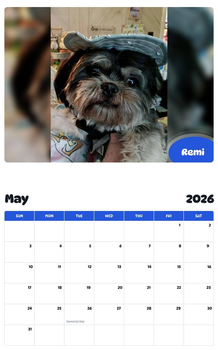 2026 - 2027 Remi - Pawidols Pet Calendar
