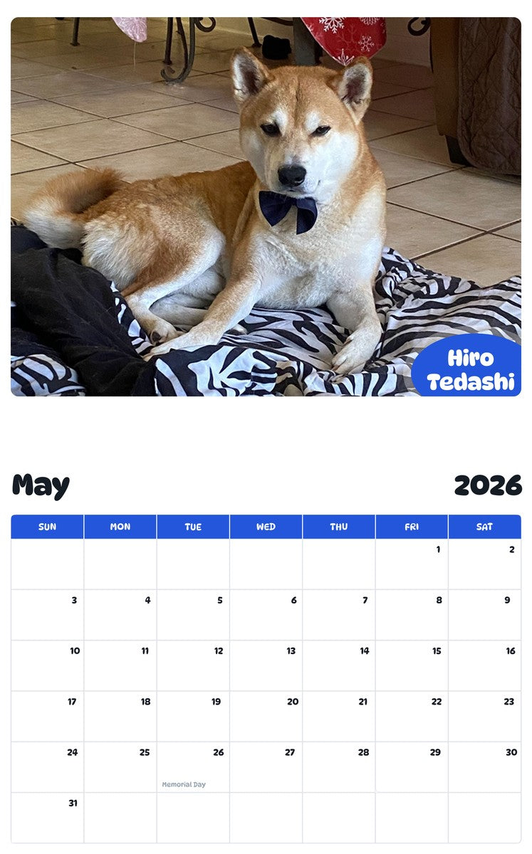 2026 - 2027 Hiro Tedashi - Pawidols Pet Calendar