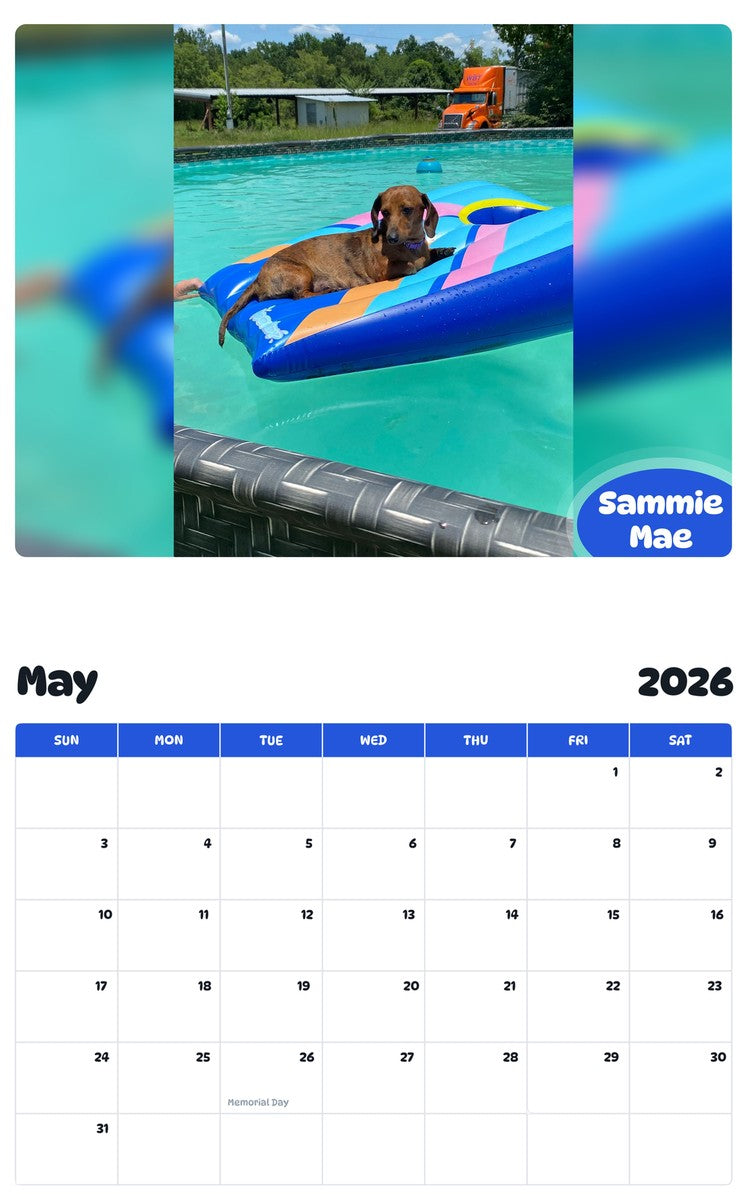 2026 - 2027 Sammie Mae - Pawidols Pet Calendar