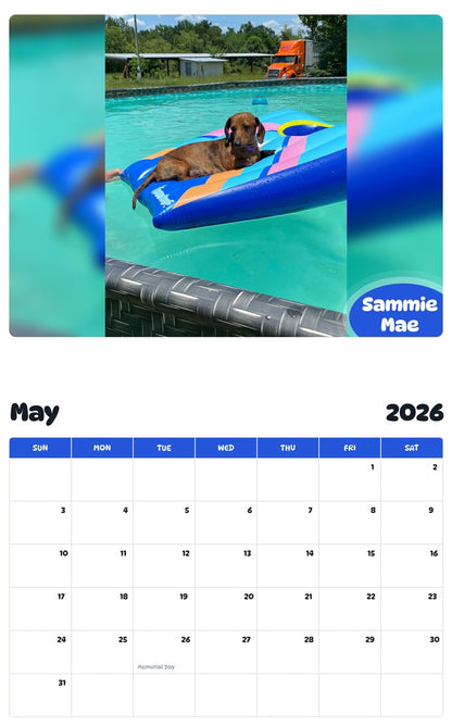 2026 - 2027 Sammie Mae - Pawidols Pet Calendar