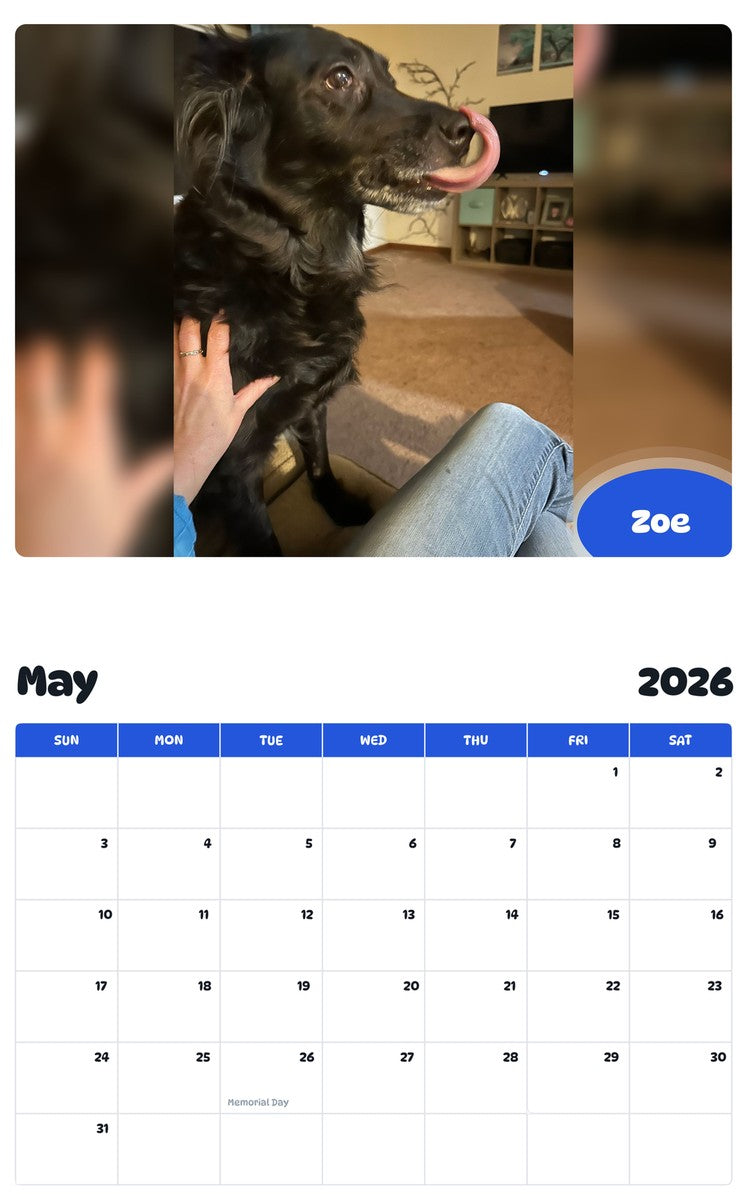 2026 - 2027 Zoe - Pawidols Pet Calendar