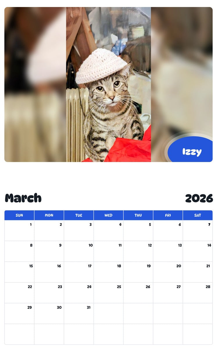 November 2025 - October 2026 Izzy - Pawidols Pet Calendar