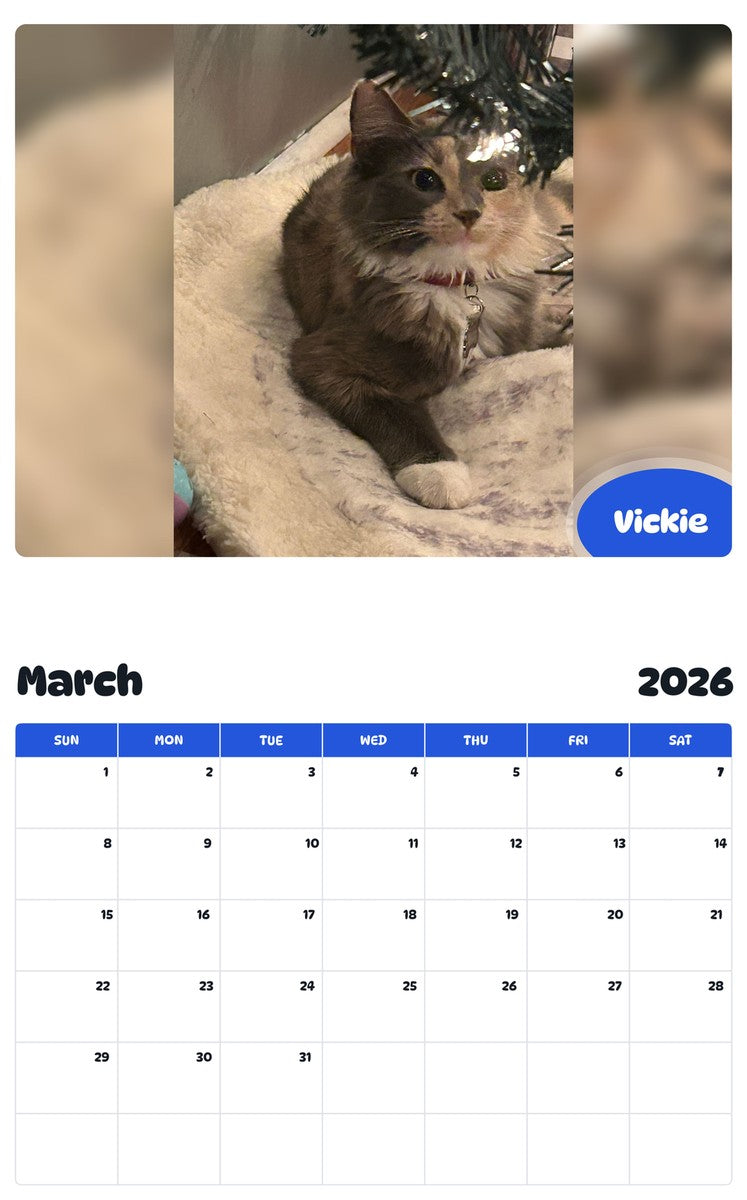 November 2025 - October 2026 Vickie - Pawidols Pet Calendar