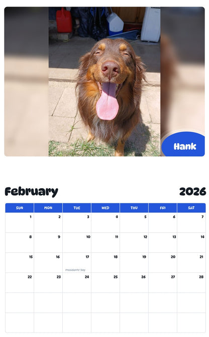 October 2025 - September 2026 Hank - Pawidols Pet Calendar