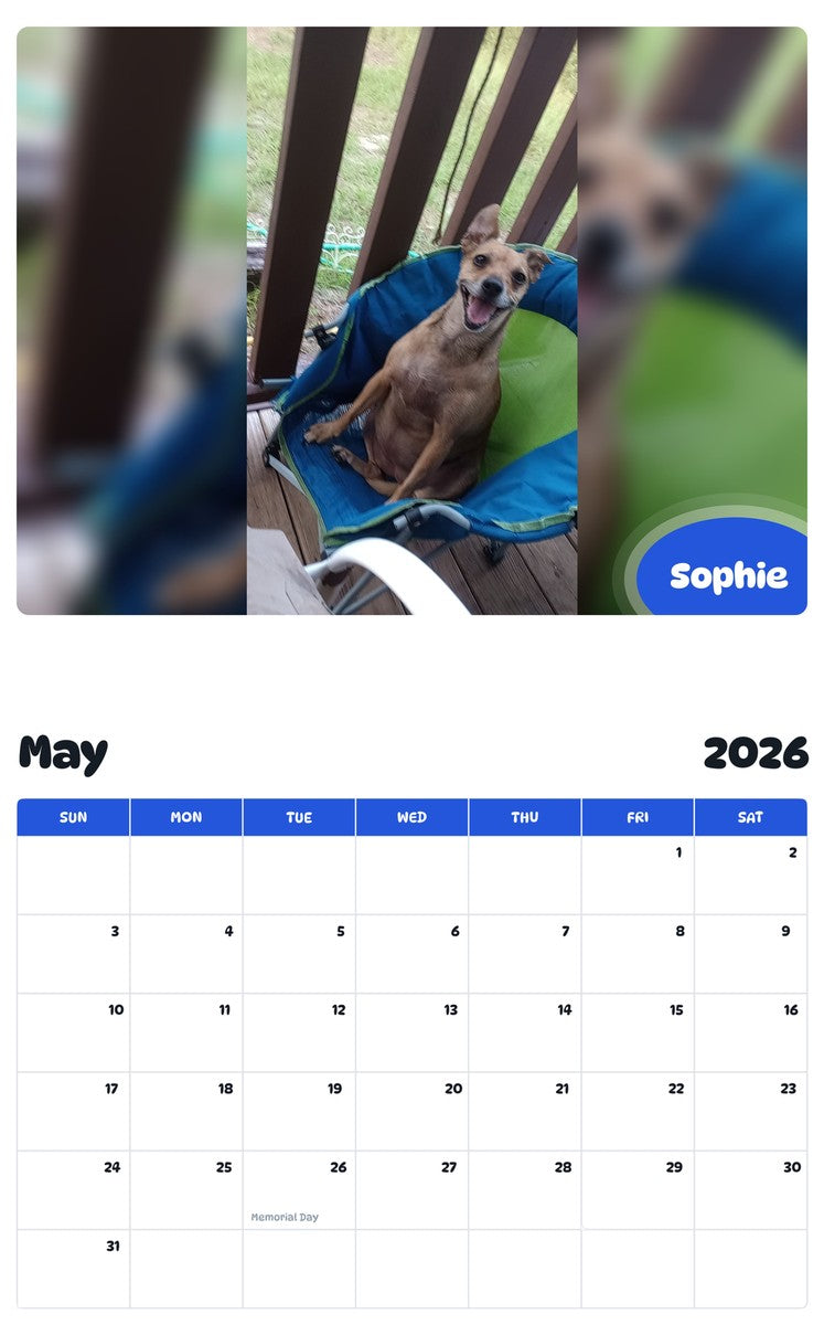 2026 - 2027 Sophie - Pawidols Pet Calendar