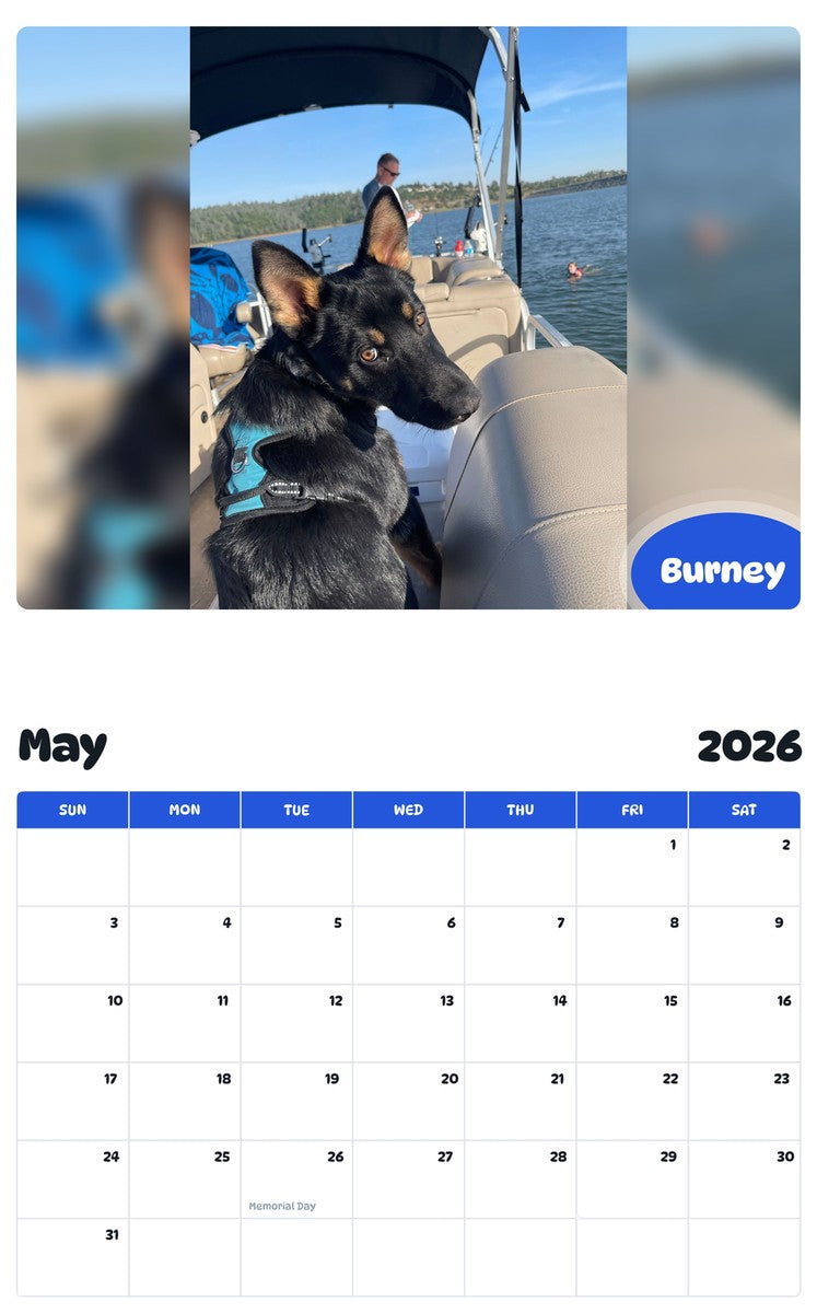 2026 - 2027 Burney - Pawidols Pet Calendar