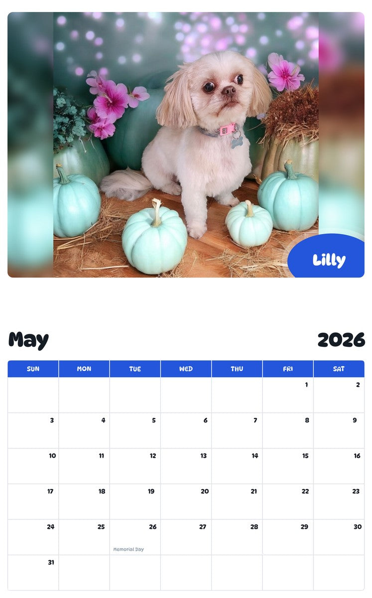 2026 - 2027 Lilly - Pawidols Pet Calendar
