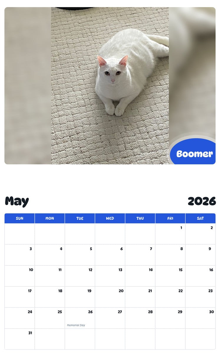 2026 - 2027 Boomer - Pawidols Pet Calendar
