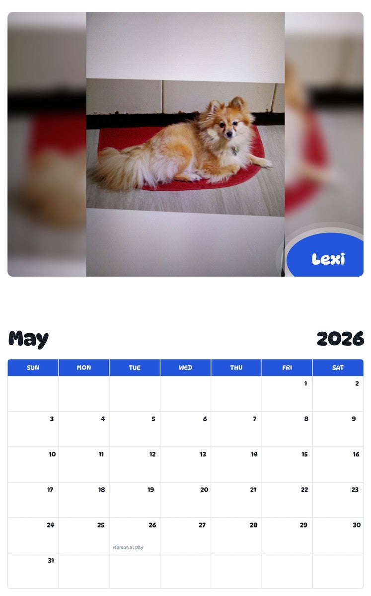 2026 - 2027 Lexi - Pawidols Pet Calendar