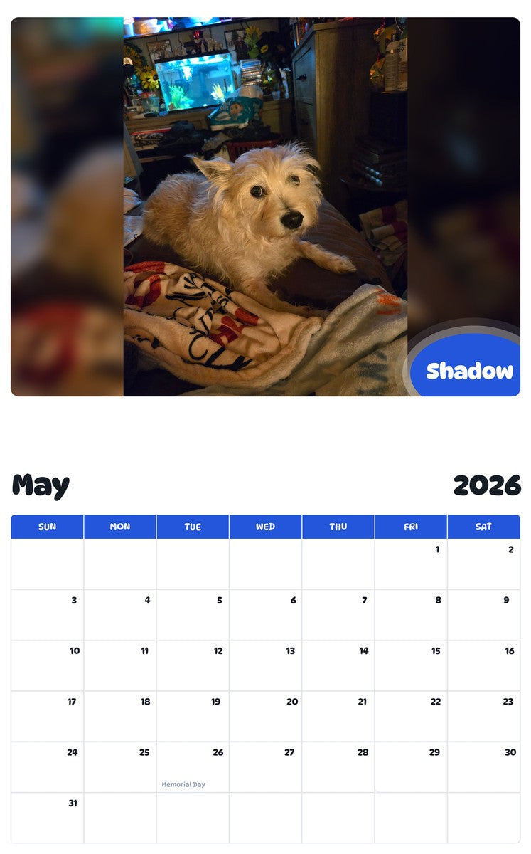 2026 - 2027 Shadow - Pawidols Pet Calendar