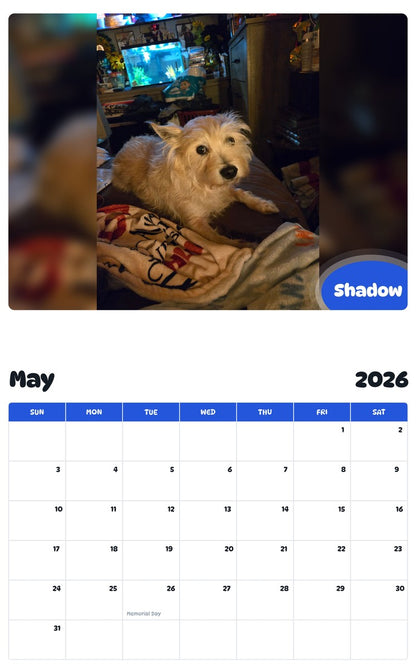2026 - 2027 Shadow - Pawidols Pet Calendar