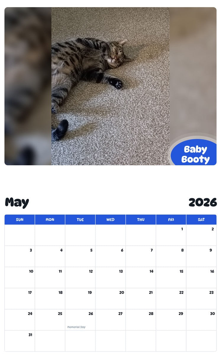 2026 - 2027 Baby Booty - Pawidols Pet Calendar