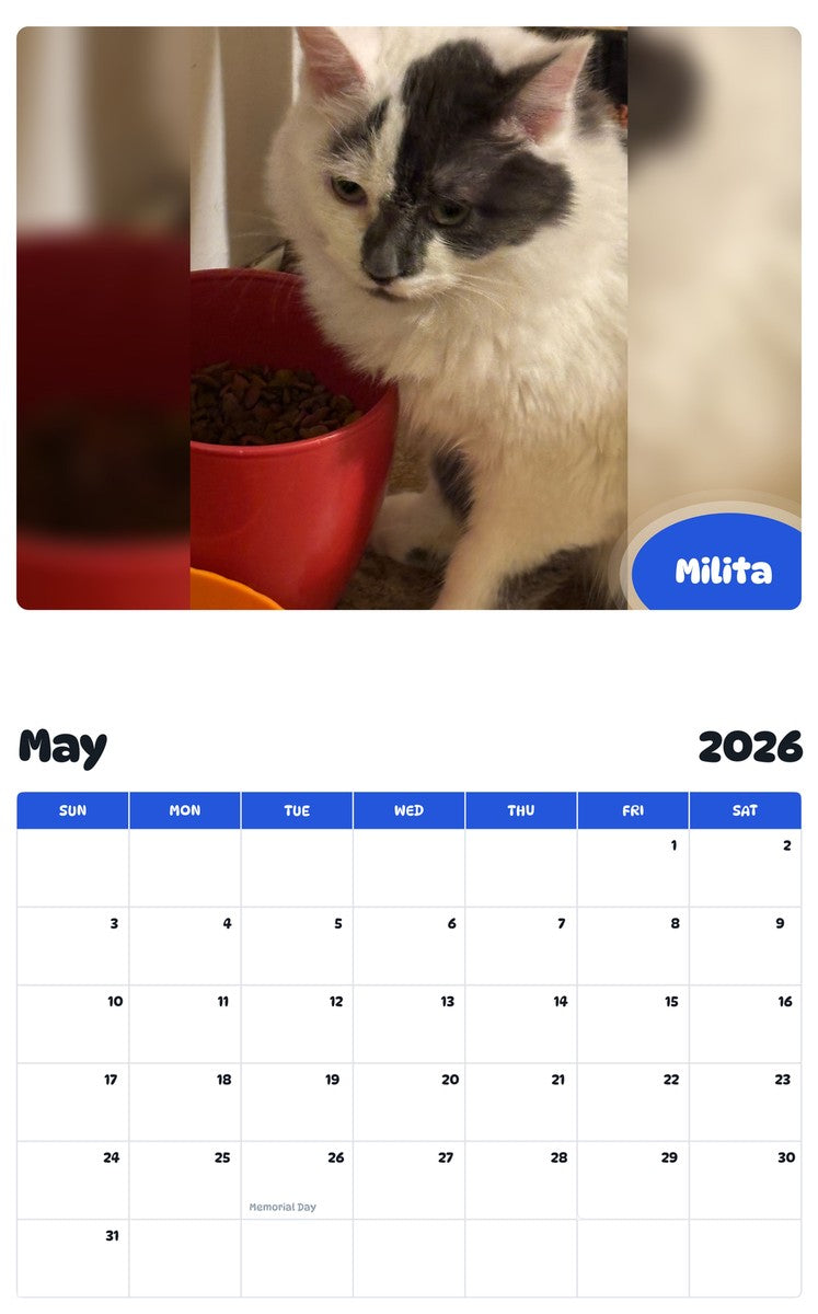 2026 - 2027 Milita - Pawidols Pet Calendar