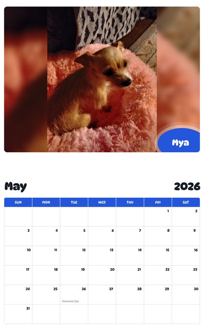 2026 - 2027 Mya - Pawidols Pet Calendar
