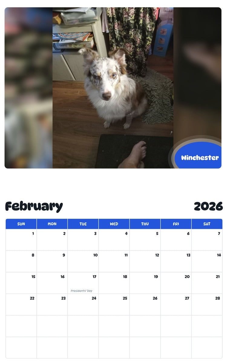 October 2025 - September 2026 Winchester - Pawidols Pet Calendar