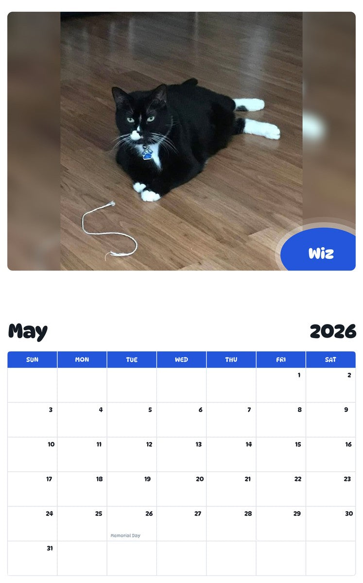 2026 - 2027 Wiz - Pawidols Pet Calendar