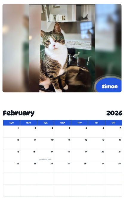 October 2025 - September 2026 Simon - Pawidols Pet Calendar