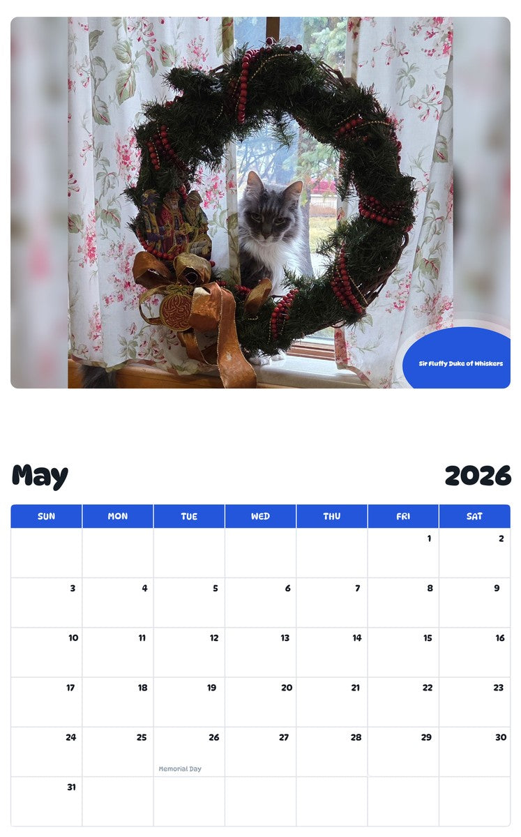 2026 - 2027 Sir Fluffy Duke of Whiskers - Pawidols Pet Calendar