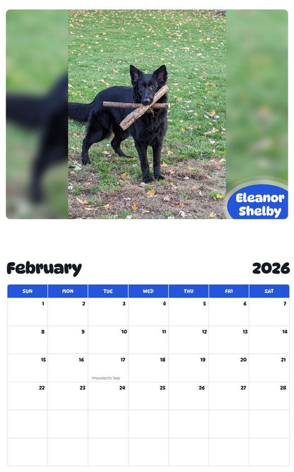 October 2025 - September 2026 Eleanor Shelby - Pawidols Pet Calendar