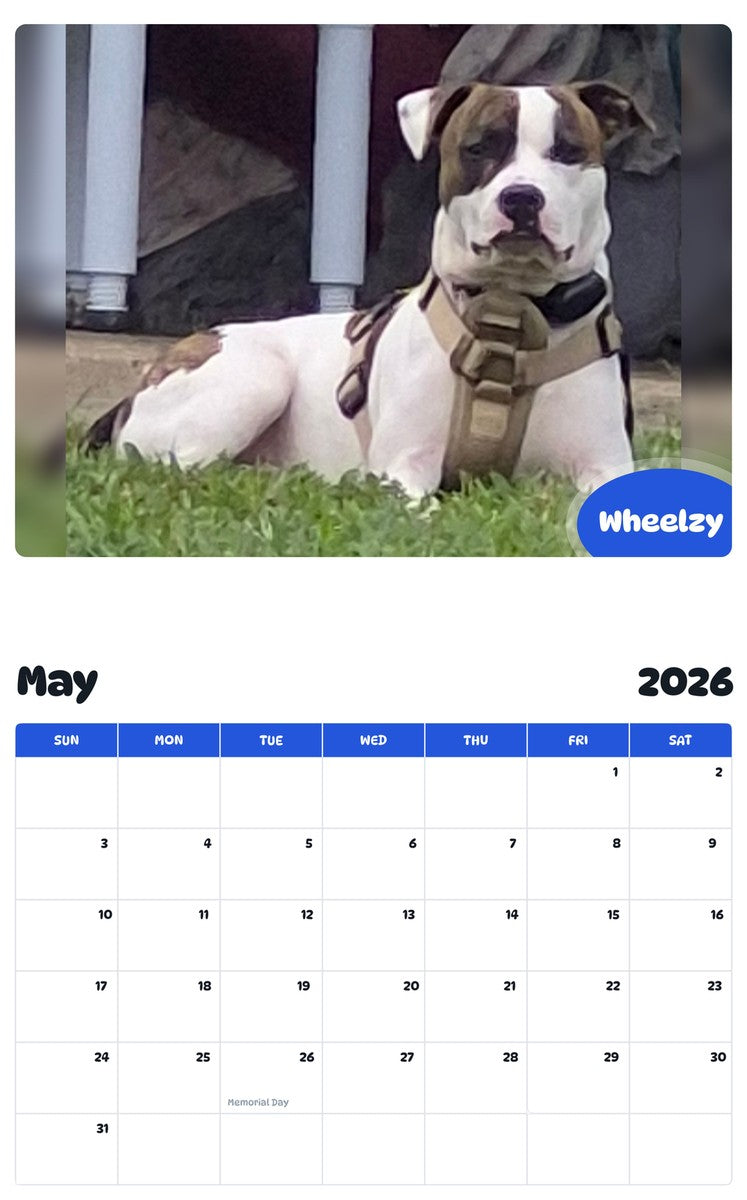 2026 - 2027 Wheelzy - Pawidols Pet Calendar