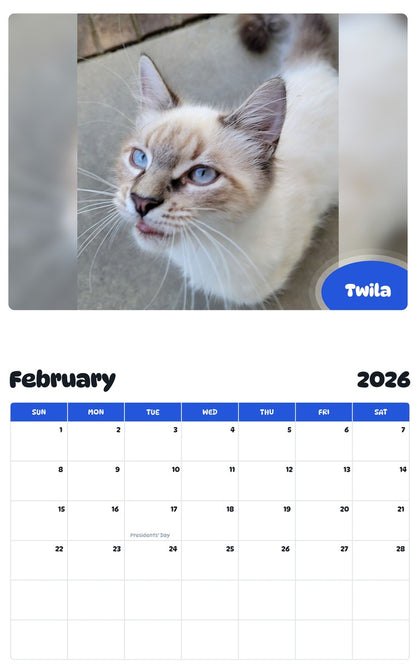 October 2025 - September 2026 Twila - Pawidols Pet Calendar