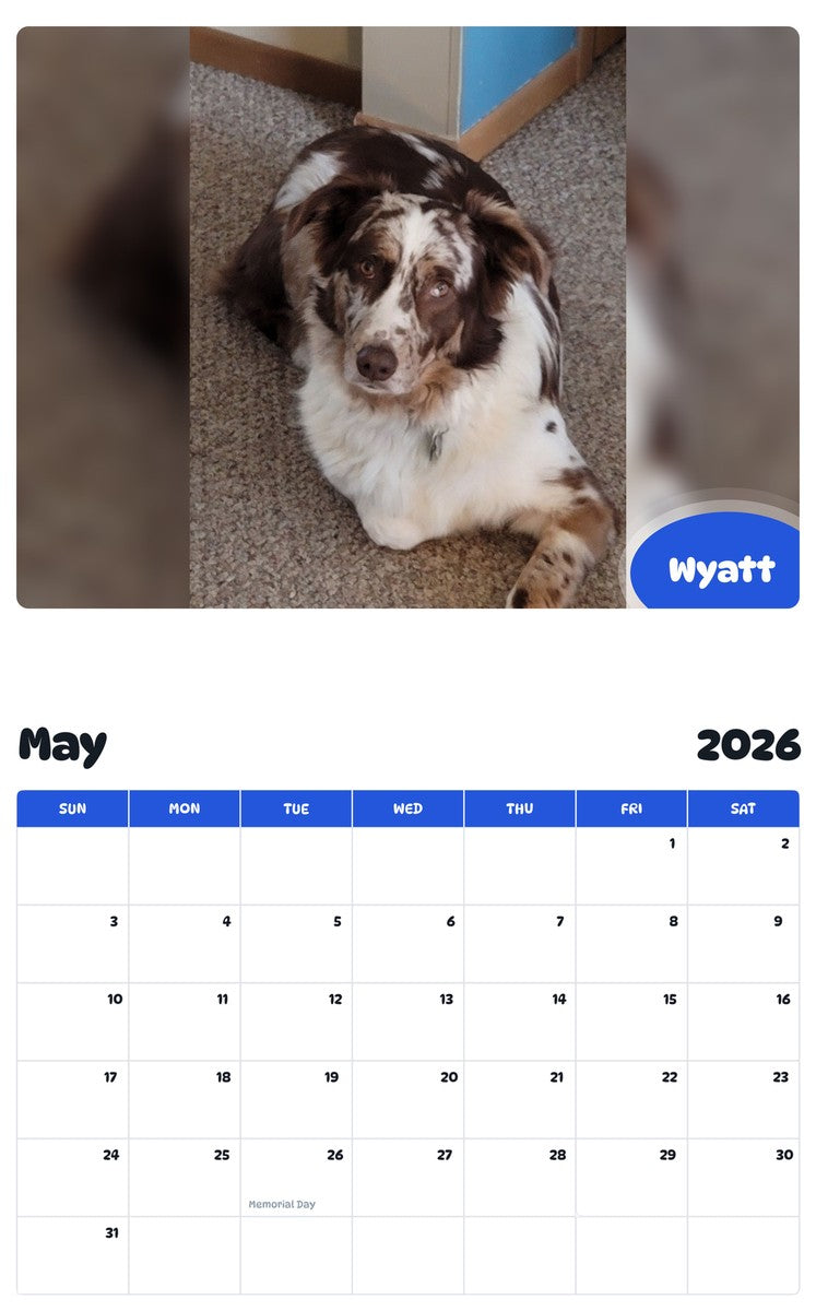 2026 - 2027 Wyatt - Pawidols Pet Calendar