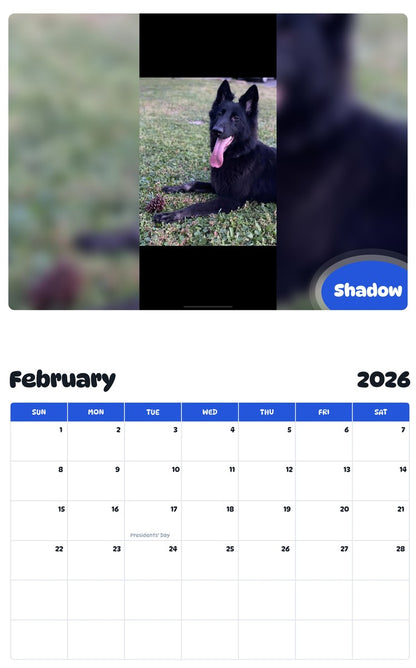 October 2025 - September 2026 Shadow - Pawidols Pet Calendar