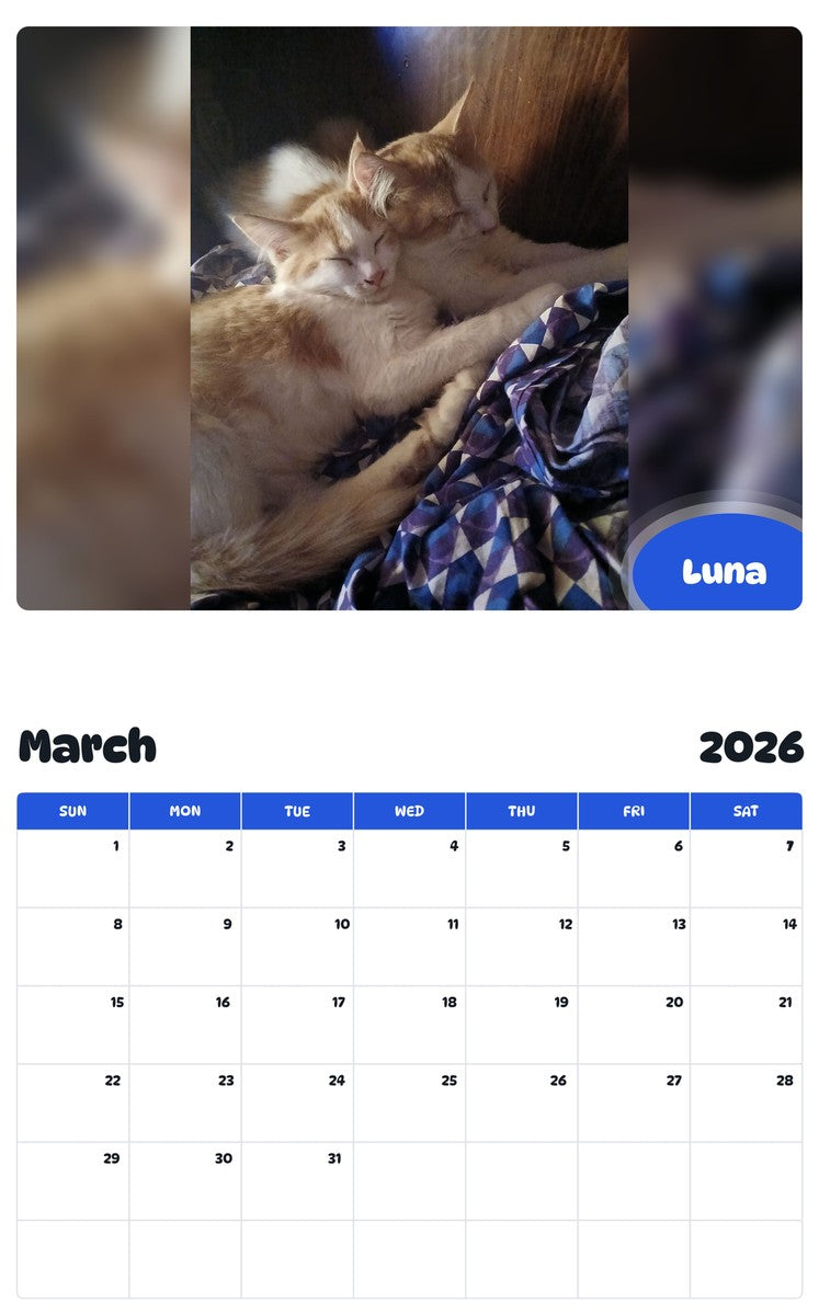 November 2025 - October 2026 Luna - Pawidols Pet Calendar