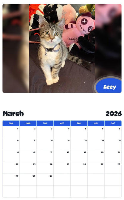 November 2025 - October 2026 Azzy - Pawidols Pet Calendar
