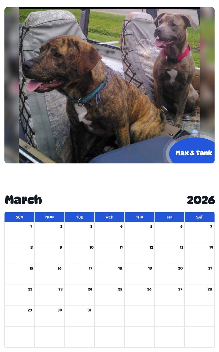 November 2025 - October 2026 Max & Tank - Pawidols Pet Calendar