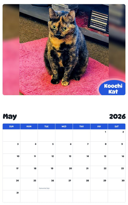 2026 - 2027 Koochi Kat - Pawidols Pet Calendar