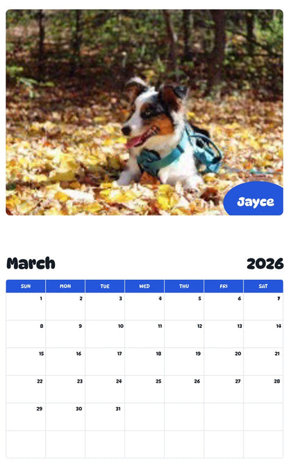 November 2025 - October 2026 Jayce - Pawidols Pet Calendar