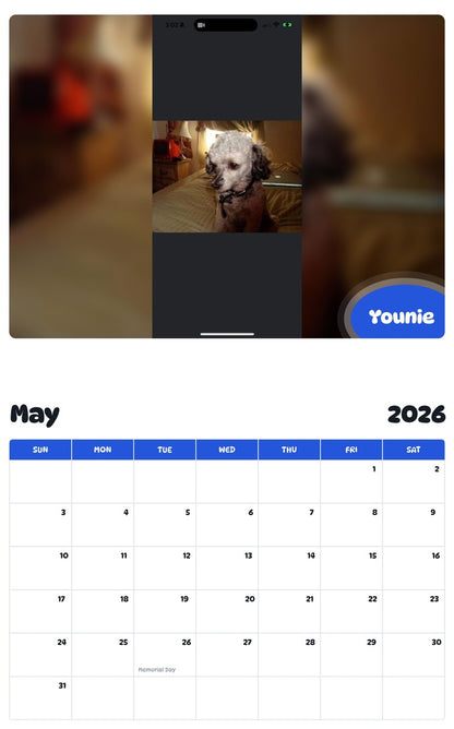 2026 - 2027 Younie - Pawidols Pet Calendar