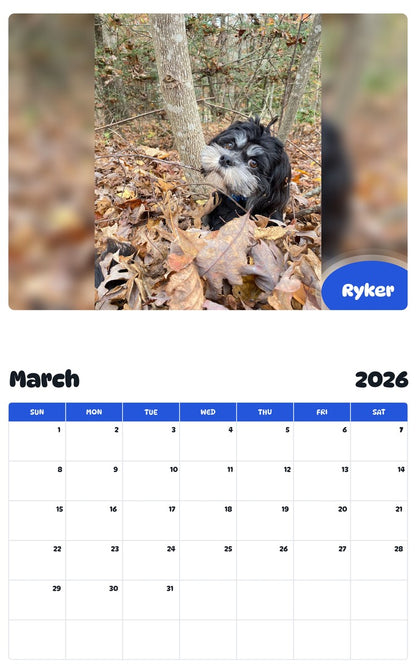 November 2025 - October 2026 Ryker - Pawidols Pet Calendar