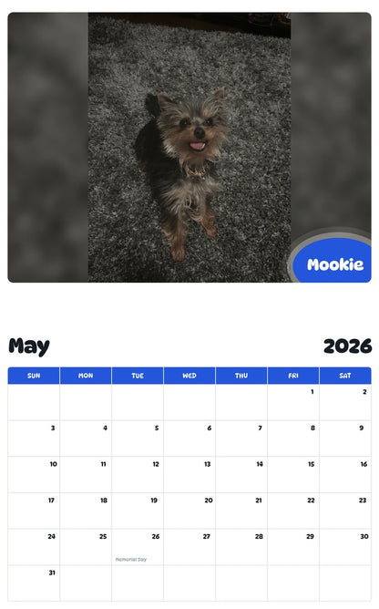 2026 - 2027 Mookie - Pawidols Pet Calendar