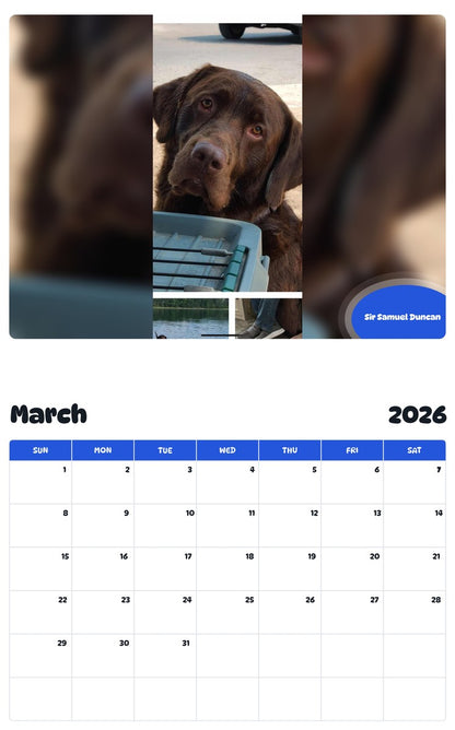 November 2025 - October 2026 Sir Samuel Duncan - Pawidols Pet Calendar